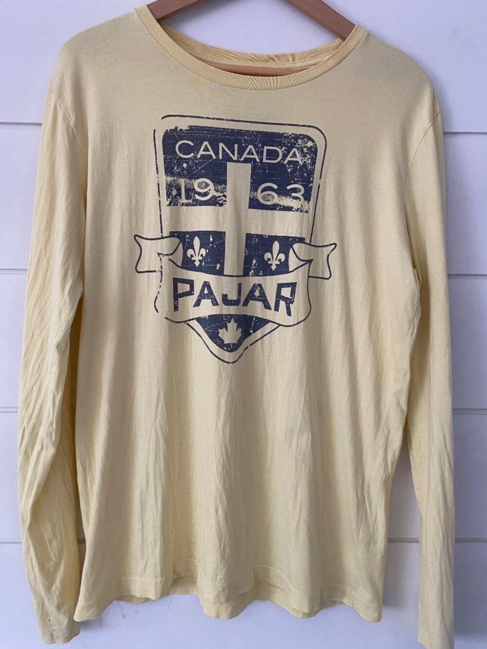 Canada 1963 Pajar Longs Sleeves Yellow T-shirt Size Large Made in Canada